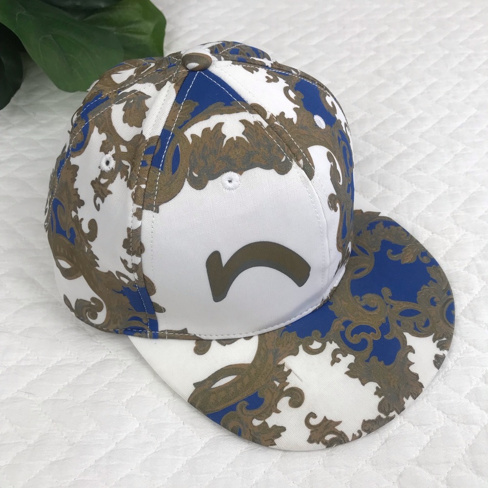 NEFF Rare! Y2K Graphic White/Brown/Blue Scroll Printed Hat 6 Panel Size …